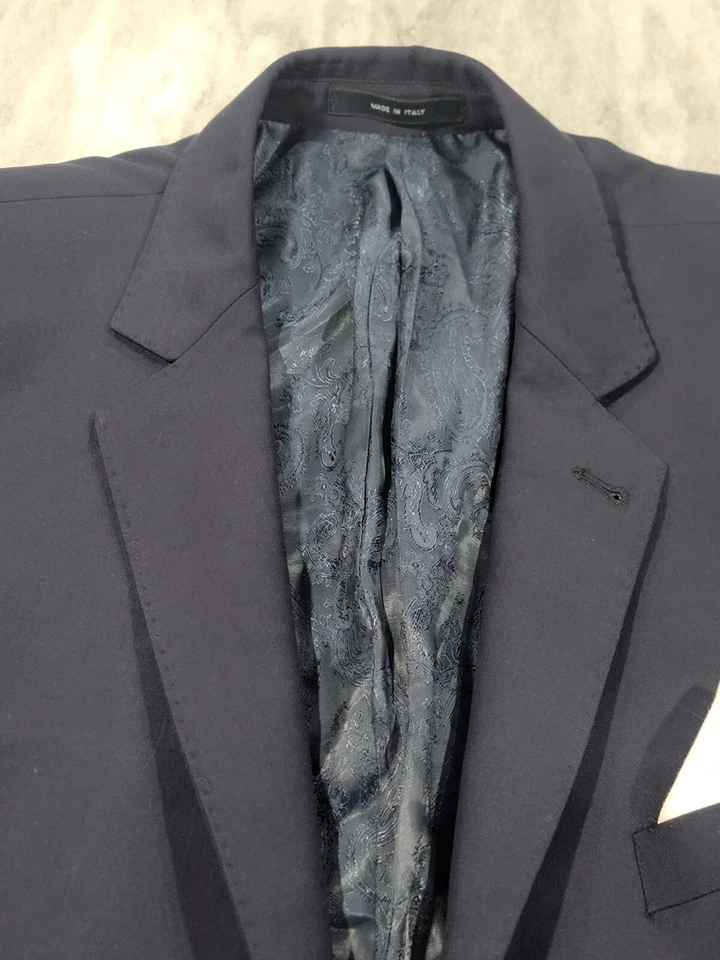 Blazer italiano 44R Scioli para hombre de Manzini azul 100 % lana merino Super 150s Foto 3 de 4