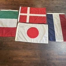VTG Nylon Flags Japan Netherlands Italy Denmark 4 Made In USA Decorative 36”x23”