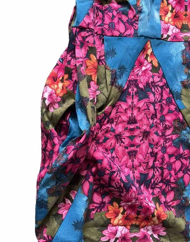 River Island Dress Size 14 Blue Pink Floral Knee Length Summer Dress Holiday - Picture 6 of 12