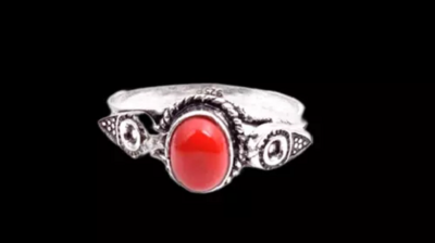 Beautiful Coral Gemstone 925 Sterling Silver Statement Ring
