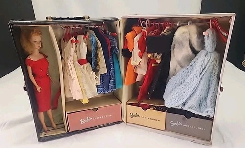 New ListingVintage Mattell 1961 Barbie Double Doll Ponytail Case W/80+ Accessories/Dresses.
