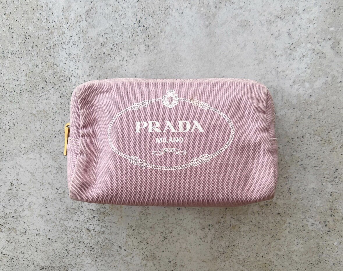 Borsa Vintage | PRADA Canapa Canvas Logo Pouch Toilette Trucco Bag
