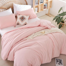 Queen Microfiber Comforter Set Blush Pink All Season Lightweight 3 Piece