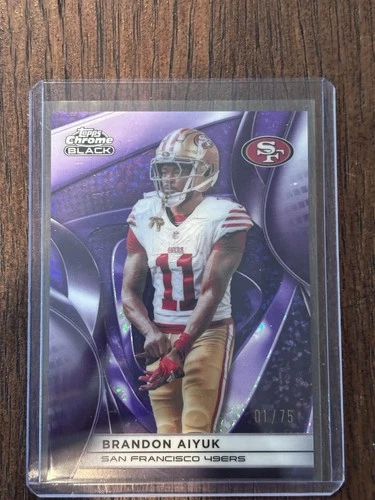 2025 Topps Chrome Black Brandon Aiyuk Purple Mini Diamond /75 #90