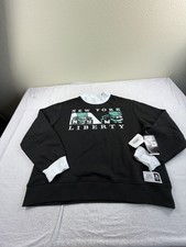 Women's New Era Black New York Liberty Cropped Sz Lg Crew Sweatshirt New $80