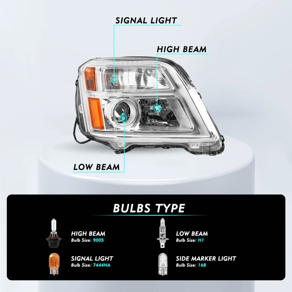 Fit For GMC Terrain SL/SLT/SLE 2010-2015 Halogen Headlight Assembly Left&Right - Image 2 of 4