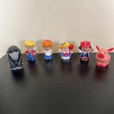 Fisher Price Mixed Lot Of 6 Little People And Farm Zoo Animal Toys 