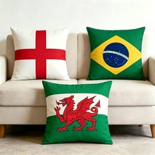 2026 Scotland, Brazil, Wales World Cup Flag Team Emblem Pillow Cover Cushion UK