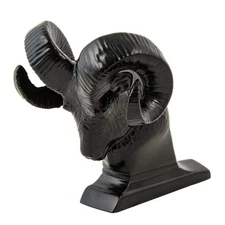 GG Grand General 48050 Matte Black Powder Coated Rams Head Hood Ornament
