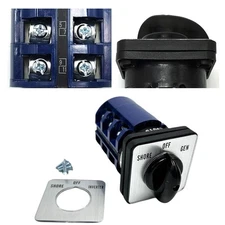 60 Amp Transfer Switch, Shore-Off-Gen Rotary Switch for RV,Motorhome,Truck,Boat