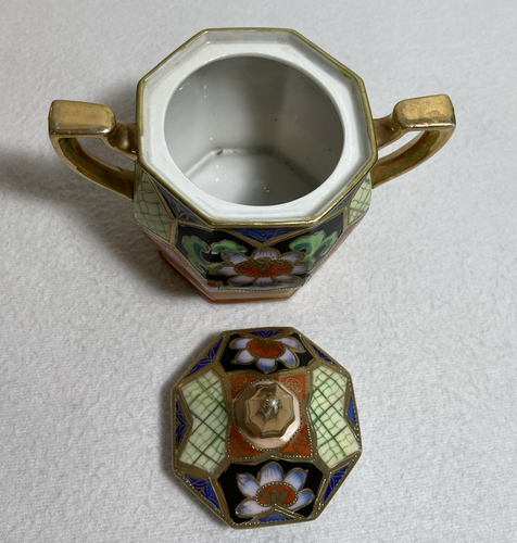 Vintage handbemalte Glanzgeschirr Blumen Teekanne, Milchkännchen & Zucker Made in Japan - Bild 21 von 24