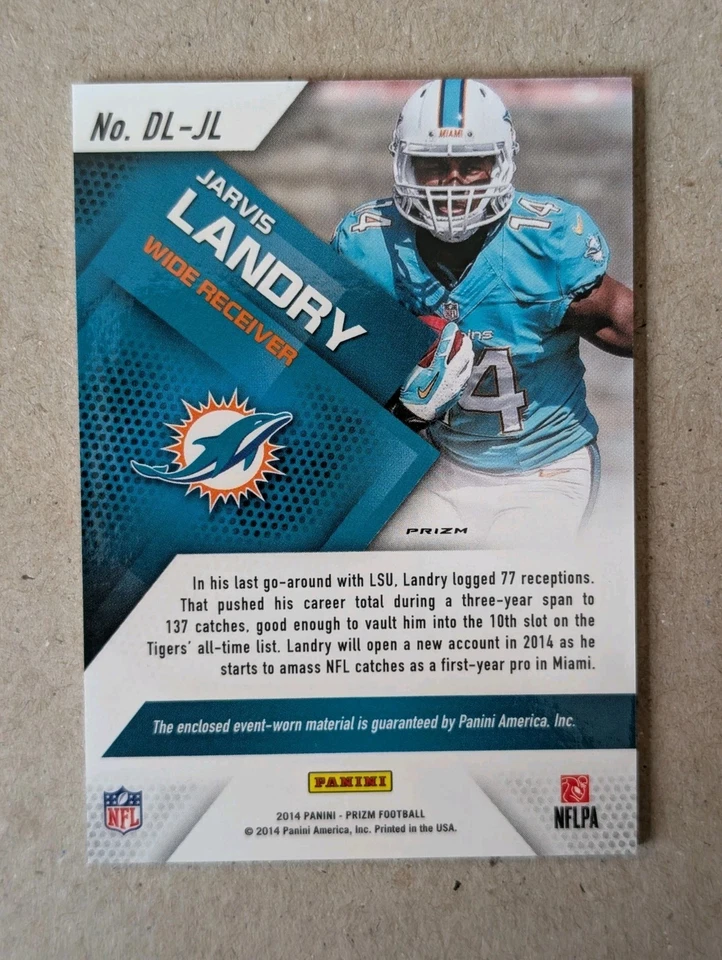 2014 Panini Prizm - Dirty Laundry Jarvis Landry #DL-JL Silver Prizm (MEM, RC) - Image 3 of 3