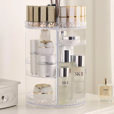360 Rotating Makeup Organiser Large Cosmetic Storage Box Perfume Display Stand