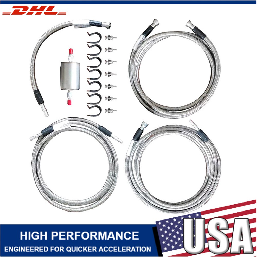 SS Braided Fuel Line Fix Kit For 1999-2003 Silverado Sierra V8 Gas Flex Ext Cab