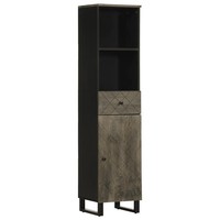 Badschrank Schwarz Massivholz Mango 38X33X160 Cm Standschrank