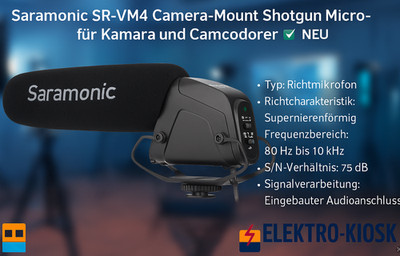   Saramonic SR-VM4 Camera-Mount Shotgun Mikrofon für Kamera und Camcorder   NEU