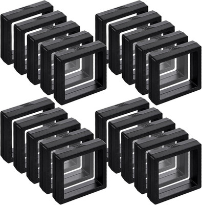 60 Pcs 3D Floating Display Case, Coin Display Case Black, 2.8 x 2.8 x 0.8 Inch C