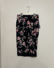 Express Black Floral Design Lace Trim Women Midi Skirt Size 4 Cottagecore NWT