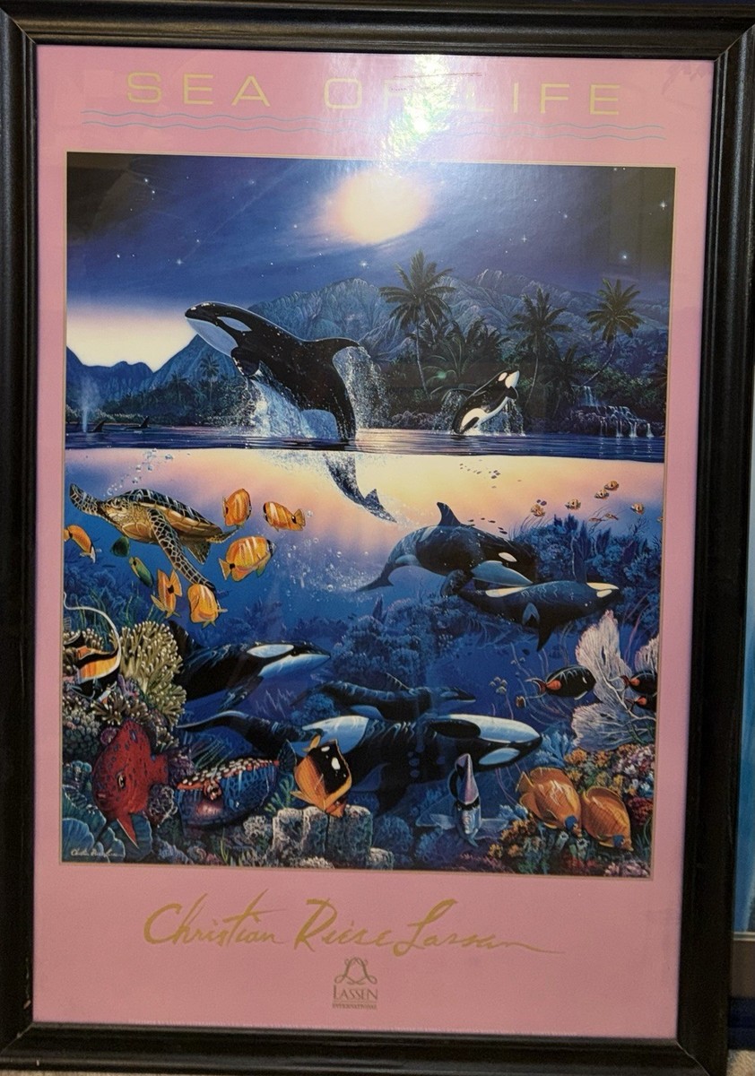 「イルカ」 「Christian Riese Lassen Christian Riese Lassen Signed Framed 