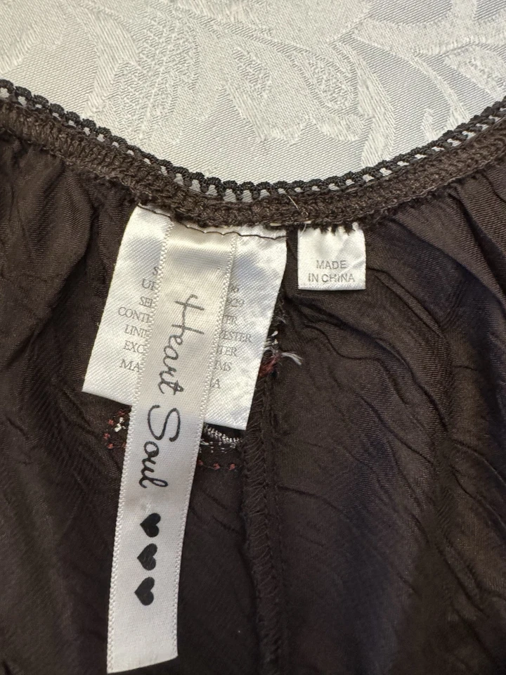 Y2K Heart Soul Babydoll Satin Bling Floral Top 90’s Small Preppy Feminine Fairy - Image 4 of 4