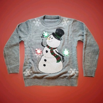 Light Up Snowflake Ugly Christmas Sweater Snowman Giggling Getup Brand Size L  