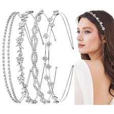 Rhinestone Headbands for Women Bridal Headband Crystal Headpiece Silver