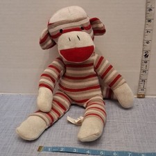 National Entertainment Network Sock Monkey Plush Medium Red Tan White 2012