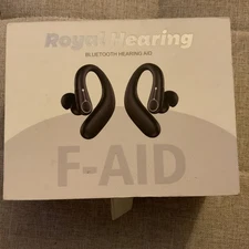 Royal Hearing F-Aid Bluetooth 5.3 Hearing Aid Earbuds Black Charging Case 18H