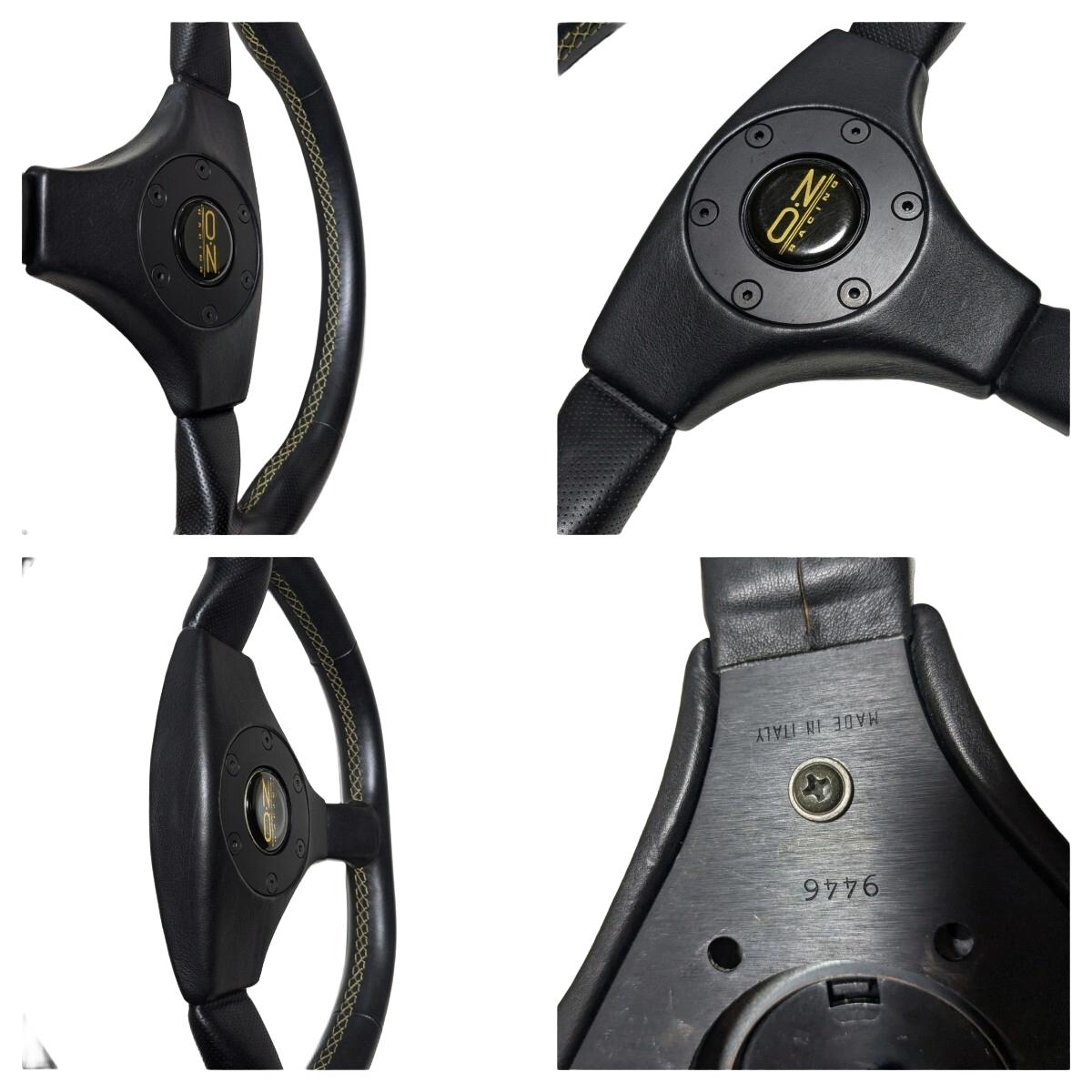 OZ Racing D-Shape Steering Wheel 350mm Black Leather Yellow Stitch