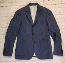 Frank & Oak Linen Blazer Sport Coat 36 Laurier Fit Jacket 