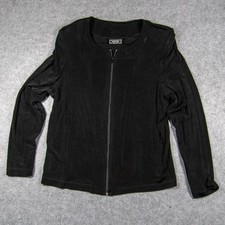 Vintage VIVYD Black Zip Up Cardigan Jacket Made in USA Goth Slinky Ribbed Knit