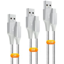 USB-C Cable 3A Fast Charging, 3-Pack 10ft 6ft 3ft USB A to Type C Charge Nylo...
