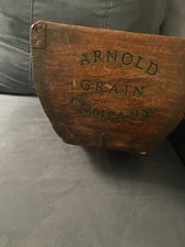Antique Vintage Arnold Grain Company Handmade Wood Fruit & Grain Bucket Rare