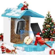 Smart Bird Feeder with Camera, Solar Powered WiFi WildBird Watching Camera wi...
