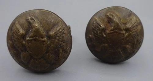 American Civil War Eagle Buttons Made into Cufflinks - Waterbury Manufacturer CT