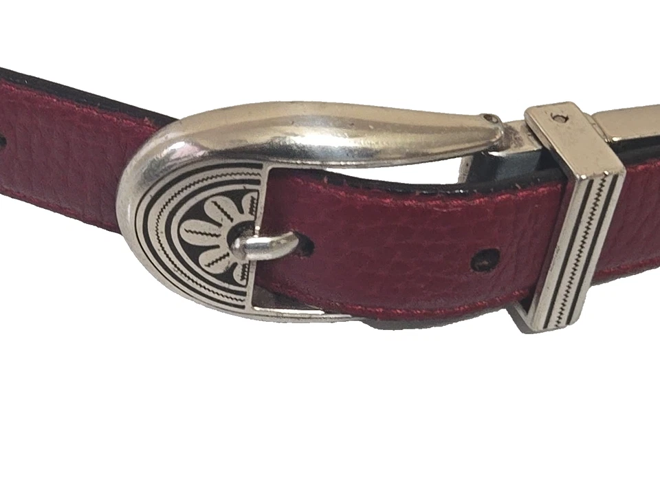 Brighton Reversible Leather Belt Red Black Silver Buckle Women’s Medium 30 - Image 2 of 4