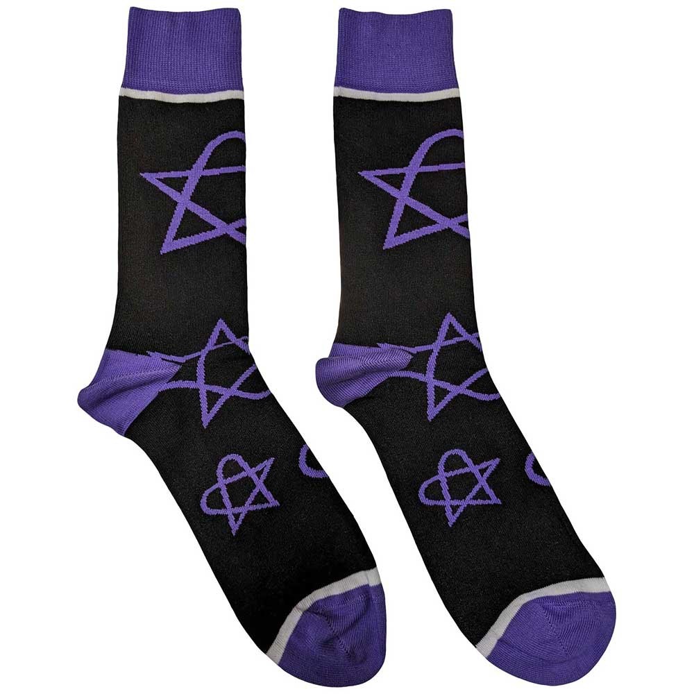 HIM Unisex Ankle Socks Purple Heartagrams (Black) (UK Size 7-11) Official - Image 2