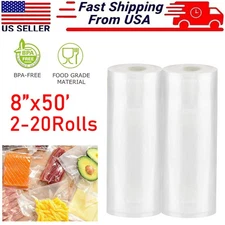 8"x50' Vacuum Sealer Bags Embossed Food Saver Seal Storage Bags BPA Free 4 Mil