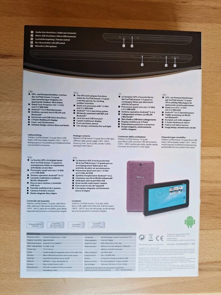TrekStor SurfTab breeze 7.0 quad 8GB TOP Zustand mit OVP + original Displayfolie - Bild 2 von 4