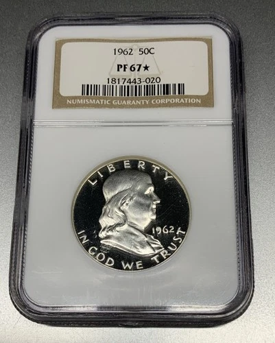 1962 FRANKLIN HALF DOLLAR PF67* Star US 90% Silver 50c NGC 1817443-020 - P072