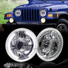 7 Round H6024 H6017 White Led Sealed Beam Chrome Housing Projector Headlights