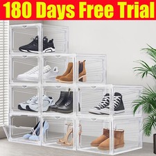 Shoe Storage Boxes Large Box Transparent Clear Plastic Stackable 6/9/12 Pack UK