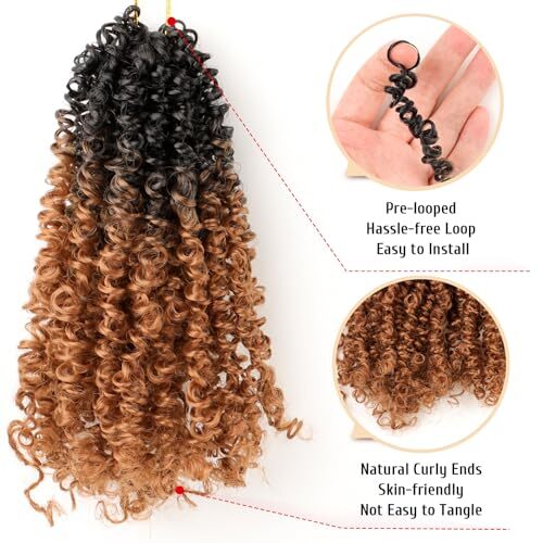 Pre Looped Yanky Twist Crochet Hair 8 Inch 8 Packs 8 Inch (Pack of 8) 1B/30# - Picture 4 of 7