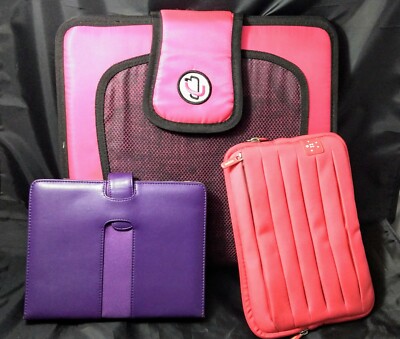 Lot 1)Pink Case It Binder 1) Pink Belkin 1) Purple M-Edge School Work Collage