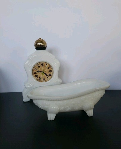 Avon Milchglas weiß Uhr und Badewanne als Set verkauft