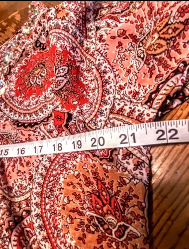 👚 Maria Gabrielle 1X Paisley Sheer Red Pink Coral BlouseTOP💚SUPER SEXY💚 - Picture 6 of 8