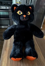 Build A Bear Midnight Sparkle Cat Black Orange Stuffed Animal Plush Halloween