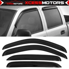 Fits 07-14 Chevy Silverado GMC Sierra Crew Cab Acrylic Window Visors Tape On 4PC