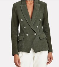 L'agence Kenzie Double-breasted Suede Blazer Sz 6 Nwt Retail $1395