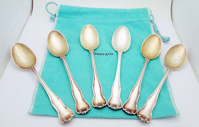 Estate Tiffany & Co Set of 6 Provence Pattern 6" Tea Spoons in Sterling Silver  